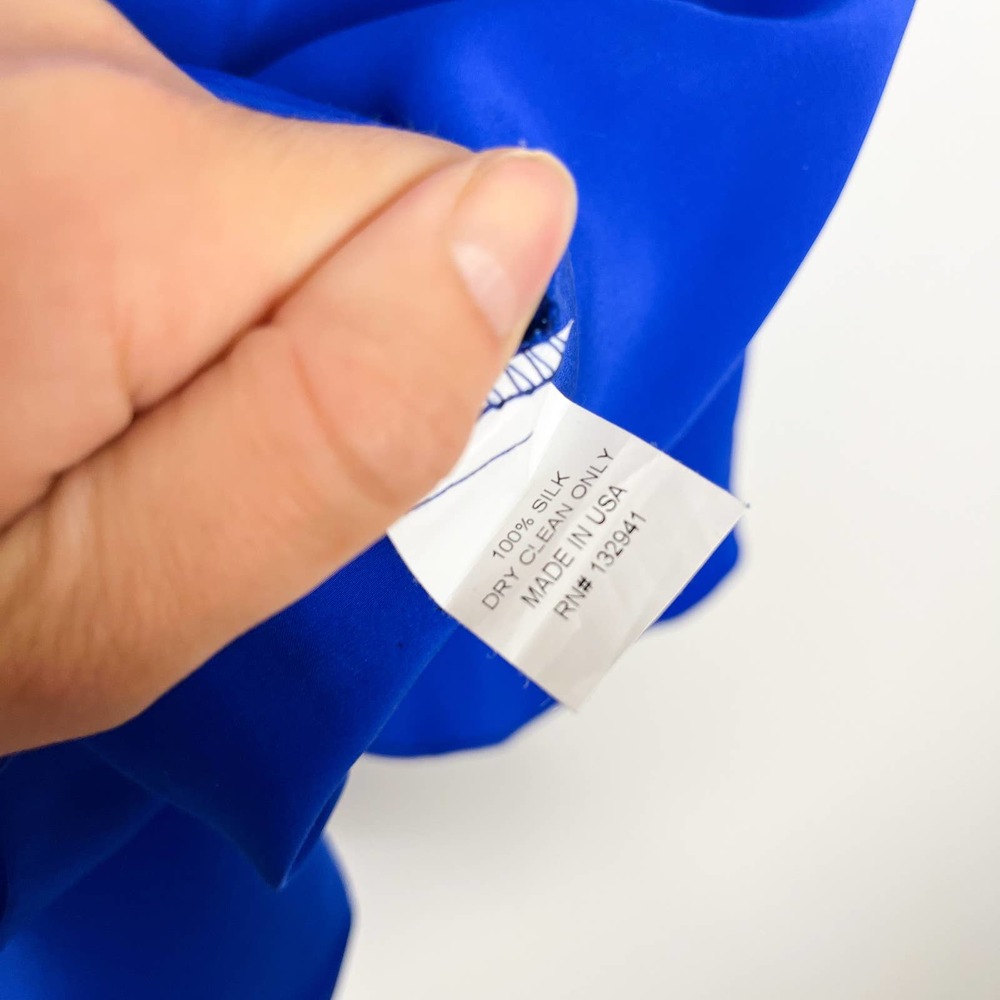 Amanda Uprichard Royal Blue Peplum Sleeveless Silk Mini Dress Size Small - Picture 11 of 12